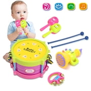 5Pcs Kids Baby Roll Drum Musical Instruments Band Kit Children Toy Gift Set Unisex Colorful Educational Learning and Development Toys Gift for Toddler Infant Newborn Children Kids