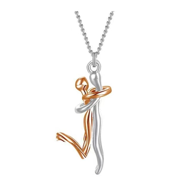 Collar con colgante de abrazo de pareja en 3D, collar con colgante de pareja abrazándose, collar de amor romántico, regalo de aniversario de San Valentín para él y ella