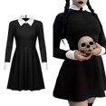 thumbnail image 4 of Adulto Niño Cos The Addams Familia 2 Halloween Negro Vestido Cosplay Goth Disfraz Gomez Morticia, 4 of 4