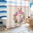 thumbnail image 5 of No Hook Shower Curtain, Happy Easter Shower Curtains for Bathroom with See Through Top Window, Rabbits Bows Spring Tulips Eggs Retro Waterproof & Washable Bath Curtain 66"x72", 5 of 9
