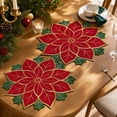 thumbnail image 4 of 2 Piece Poinsettia Placemats, Embroidered Christmas Table Mats, 14 Inch Flower Shaped Dining Accents for Dinner Parties Buffets and Holiday Centerpieces, Red or White Set, 4 of 7