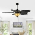 thumbnail image 5 of JONATHAN Y Poinciana 52" 3-Light Coastal Bohemian Iron/Wood Palm Leaf LED Ceiling Fan with Pull Chain, Black, 5 of 11