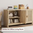 thumbnail image 3 of QinaQin Sideboard, Rattan Decorative Storage Cabinet, Four Doors with Shelves, Entryway Home Decoration, 3 of 9