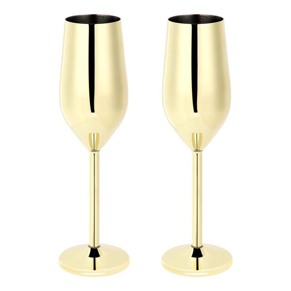 2Pcs/Set Shatterproof Stainless Champagne Glasses Brushed Gold Wedding Toasting Champagne Flutes Drink Cup Marriage Wine