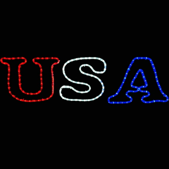 LED Rope Light Patriotic USA Decoration - Lighted Sign - Red, Cool White, and Blue - 42 Inch