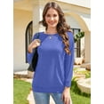 thumbnail image 4 of JYLFC Women Casual Long Sleeve Shirts with Pockets Crew Neck Sweatshirt with Pockets Loose Soft Lightweight Tunic Tops Royal Blue XL, 4 of 7