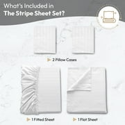 Lux Decor Collection Stripes 4 Piece Bedding Sets King with Flat Sheet and Fitted Sheet and Pillowcases