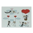 thumbnail image 1 of Wedding Cutting Board, Cartoon Couple Romantic Caricatures Getting Married Newlywed Happiness, Decorative Tempered Glass Cutting and Serving Board, Small Size, Red Mint Green Grey, by Ambesonne, 1 of 1