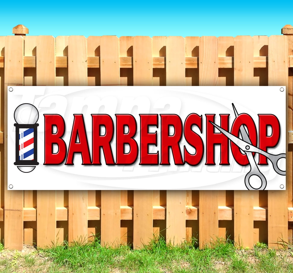 Barber Shop Banner 36 x 60 Heavy Duty 13 oz Vinyl Banners with Grommets Single Sided Barber Shop Banner 36 x 60 Heavy Duty 13 oz Vinyl Banners with Grommets Single Sided