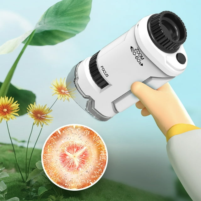 SPOORYYO Portable Pocket Handheld Microscope for Interactive Learning Mini High-definition Optical Microscope for Outdoor Science Exploration