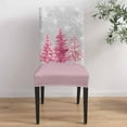 thumbnail image 4 of Christmas Tree Chair Covers, Snowflake Winter Gray White Pink Stretch Parsons Chair Slipcovers Removable Kitchen Chair Protector Cover for Dining Room， Set of 6, 4 of 5