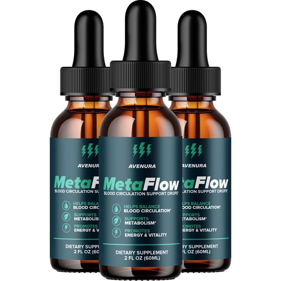 MetaFlow Liquid Drops – Meta Flow Drops Advanced Formula Natural Blend Healthy Organic Support, 3 Pack, 3 Month Supply