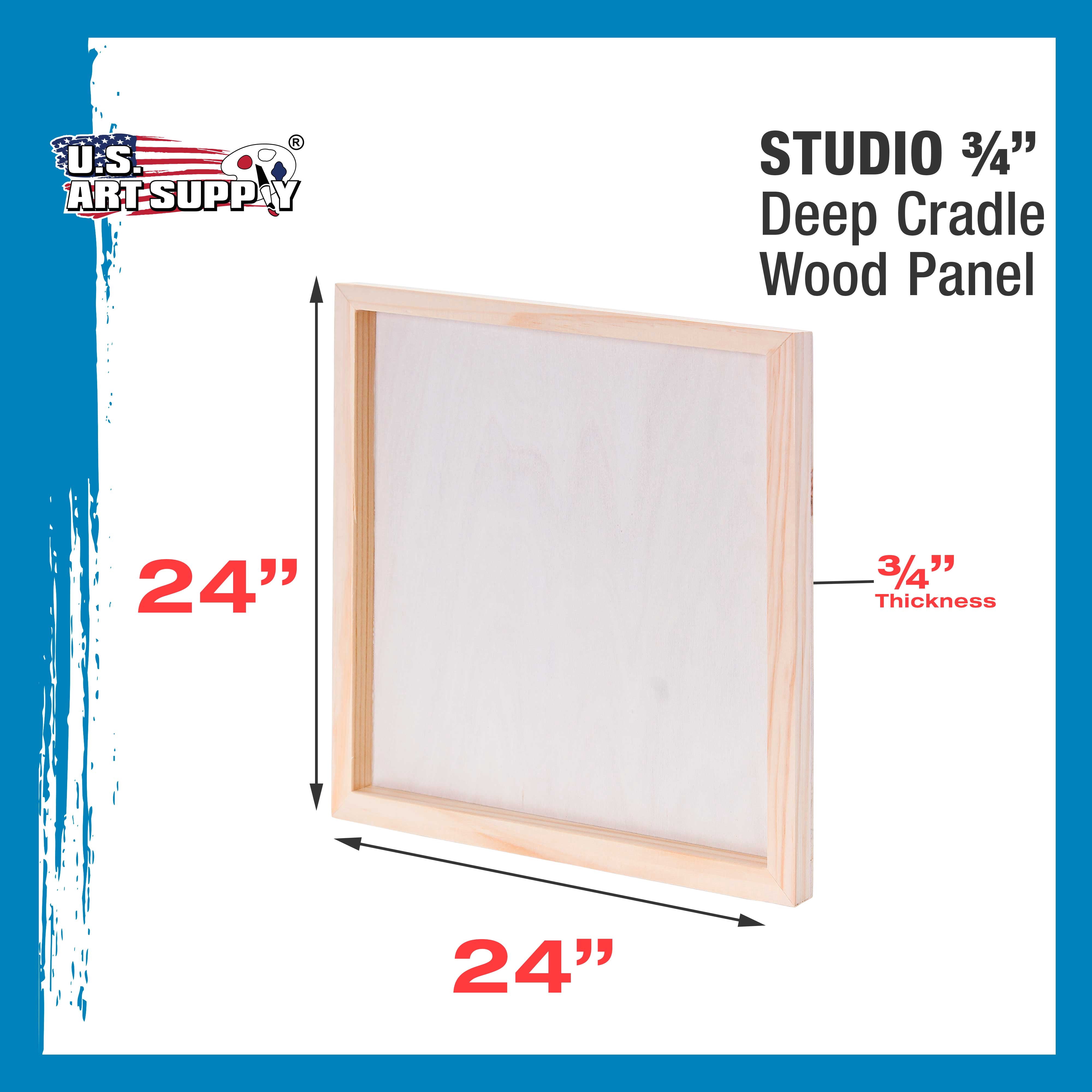 U.S. Art Supply 24" x 24" Birch Wood Paint Pouring Panel Boards, Studio 3/4" Deep Cradle (Pack of 2) - Artist Wooden Wall Canvases - Painting Mixed-Media Craft, Acrylic, Oil, Watercolor, Encaustic