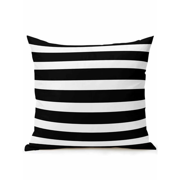 Waterproof Outdoor Throw Pillows with Inserts 18"x18", Black Striped Soft Decorative Pillowcases for Couch Bedroom, Modern Simple Monochrome Geometric White Pillow Covers for Sofa Living Room