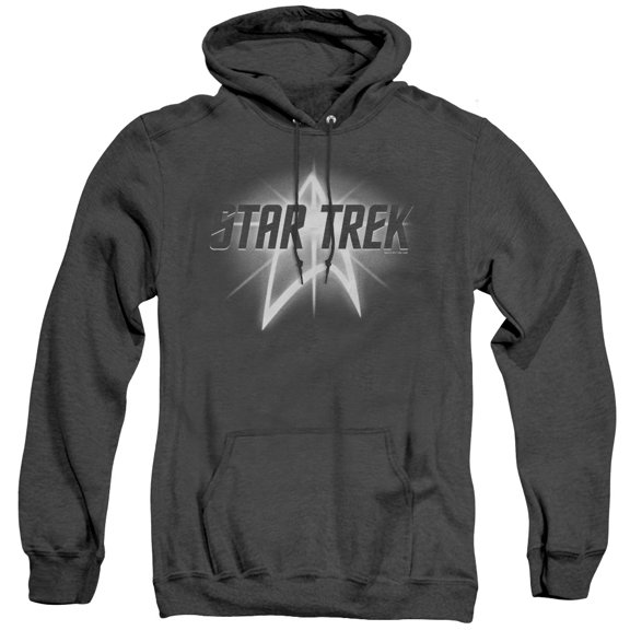 Star Trek Glow Logo Adult Heather Hoodie Sweatshirt Black