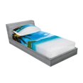 thumbnail image 2 of Ambesonne Tropical Fitted Sheet & Pillow Sham Set, Exotic Island Beach, Twinxl, Blue White Green, 2 of 2