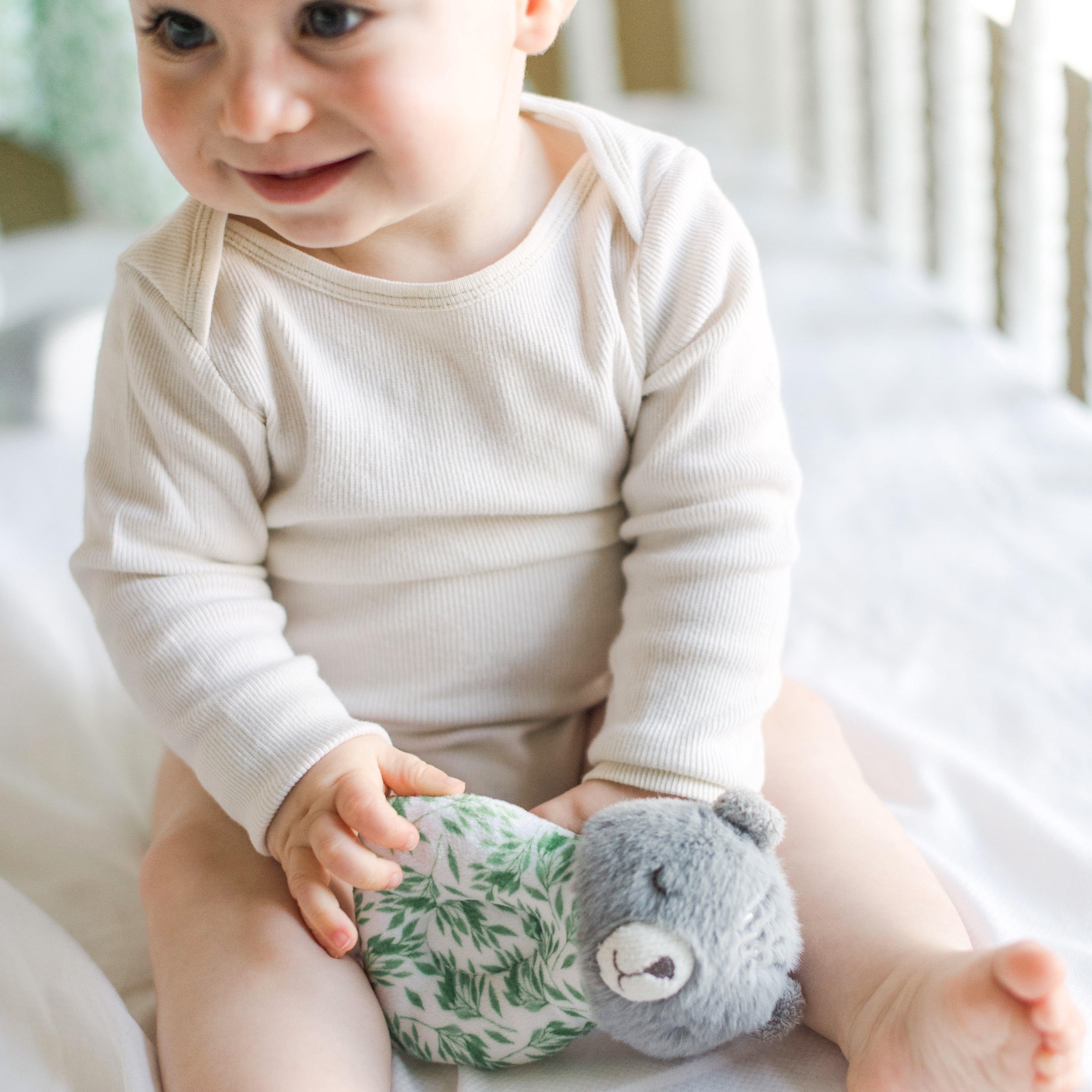 Animal Adventure® | Little Daydreamers™ | Enchanted Forest Greenery Collection | 3-Piece Baby Gift SetBear Unkie, Greenery Print Blanket