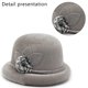 thumbnail image 3 of Desiderio Sombrero redondo para mujer, sombrero vintage con acento floral, 3 of 5