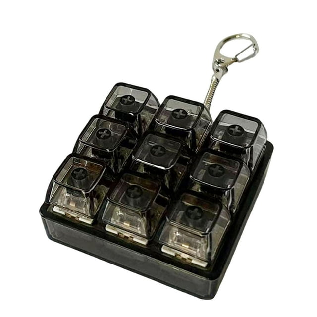 Teclado Juguete Llavero portátil con botones presionables y textura cómoda fabricado en pp de alta resistencia sugerido para adultos y niños en oficin negro 6x6x3cm