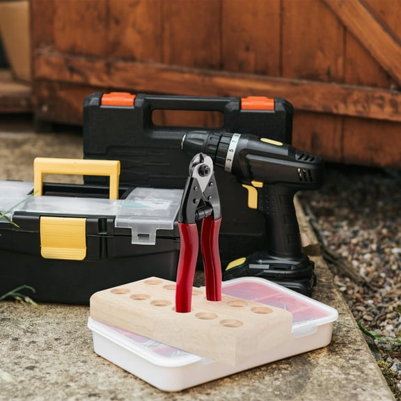 EXHUMKY Wooden Pliers Organizer Beige Multi-Function Bracket for Storage