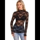 thumbnail image 1 of Blusa de Larga con Encaje Floral de para Mujer, Blusa Interior Transparente con , Cuello Redondo, Informal, Transparente. Negro L, 1 of 7