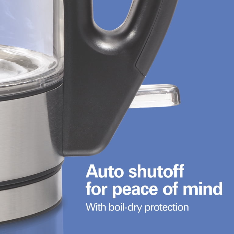 Hamilton Beach 1.2L Glass Electric Kettle, 1500W, Stainless, Auto