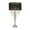 Silver Metal Table Lamp 16" x 16" x 31", variant on DecMode 31" 3 Light Silver Table Lamp with White Fabric Shade