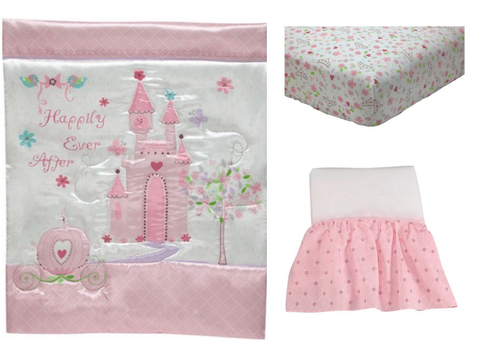 Disney Princess Happily Ever After 3 Piece Crib Bedding Set, Pink - image 2 of 5
