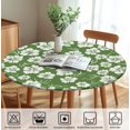thumbnail image 5 of Waterproof Tablecloth with Elastic Tablecloth for Round Tables 36"-70" for Indoor Outdoor Patio Use, 52Inch, Green Flower, 5 of 6