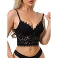 thumbnail image 4 of INSPIRE CHIC Women's Lace Camisole Plunge Sheer Sleeveless Strap Tank See Through Mesh Back with Thin Cup S Black, 4 of 5