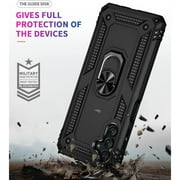 TJS Phone Case for Samsung Galaxy A13 5G, Galaxy A04s with [Tempered Glass Screen Protector] Impact Resistant Metal Ring Magnetic Support Kickstand Drop Protector Phone Cover (Black)