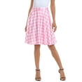 thumbnail image 6 of HDE Skirts for Women Midi Skirt Skater Skirt Knee Length High Waist Fun Prints Pink Gingham M, 6 of 6