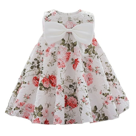 LUOGENLI Girls Skirts Size 10-12 Jean Girls Dress Bowknot Flower Dress Sleeveless ChildParty Dress Girls Dress Shoes Size 13 Girls Dresses Size 10-12 Formal 12-18 Months