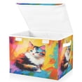 thumbnail image 2 of 16.5x12.6x11.8in Foldable Flip-Top Storage Bin, Dustproof Magic Tape Closure, Ideal for Home & Toy Organization，Colorful Cat, 2 of 7