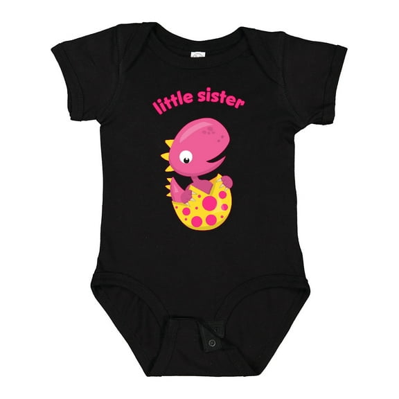 Inktastic Little Sister-dino Girls Baby Bodysuit