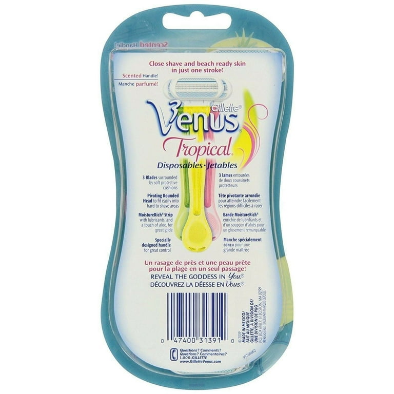 Gillette Venus Women's Tropical Scented 3-Blade Disposable Razors, 3 ct -  Harris Teeter