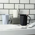 thumbnail image 1 of Taza de enjuague bucal de baño | Vaso de enjuague de cepillo de dientes | Plástico duradero | Reutilizable | Diseño moderno y elegante | Porta Agua Multiusos | 1 Pieza | 11x8.5x6cm | Blanco Negro, 1 of 6