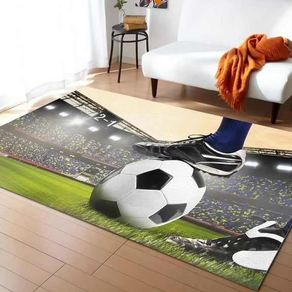 Coral velvet Football Stadium Team Uniform Strong Carpet Area Rug Children's Room Living Room Bedroom Home Play Decoration Large Floor Mat