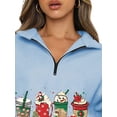 thumbnail image 3 of DYMADE Women Christmas Printed Casual Zipper Lapel Sweatshirt Top, 3 of 4