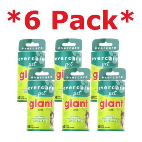 6 Pack Evercare Lint Roller Refill 60 Sheets Extra Sticky Pet Hair Dandruff