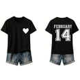 thumbnail image 2 of FDGIU ‌Women's Love Heart Graphic Tee - V-Neck Valentine T-Shirt Comfy Casual Blouse Gift, 2 of 6
