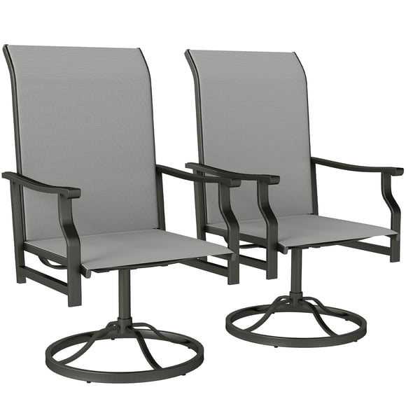 Outsunny Patio Swivel Chair Set of 2, Swivel Rocker with High Back, Grey