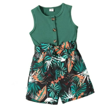 PatPat Kid Girl Summer Sleeveless Romper Floral Print Button Design Casual Jumpsuit