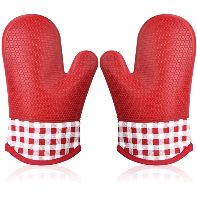Guantes De Cocina A Prueba De Calor De Silicona Guantes Para Horno ER 1 Par Rojo