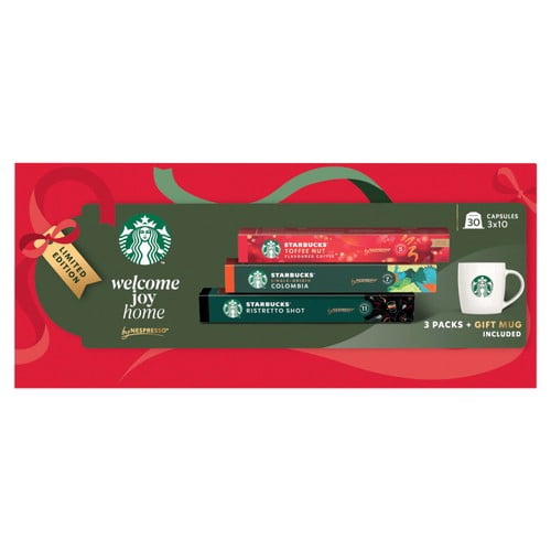 Starbucks by Nespresso Bundle Gift Box 30xCoffee Pods & Gift Mug 165g, British Import (Pack of 3)