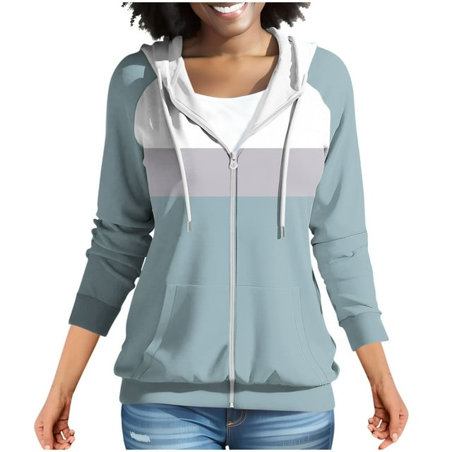 cfhntfmh Chandails à Capuchon à Fermeture Éclair pour Femmes, Vestes Légères à Manches Longues, Automne