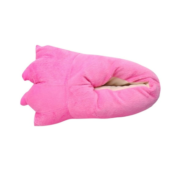 ZTTD Adult Women Plush Indoor Slippers Funny Animal Paw Shoes Hot Pink