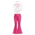 thumbnail image 3 of XIYON Toddler Girls Clothing Set Stylish Girls Casual Outfit Flared Pants With Short Sleeve Top Comfortable Playwear 2 Piece Summer 12-13 Years, 3 of 4