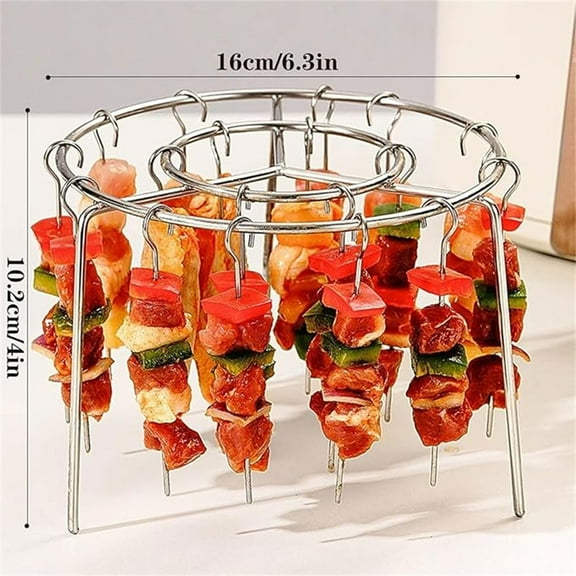 Stainless Steel Vertical Air Fryer Grill Basket, Circular Rotating Design for Even Cooking in Air Fryer Ovens