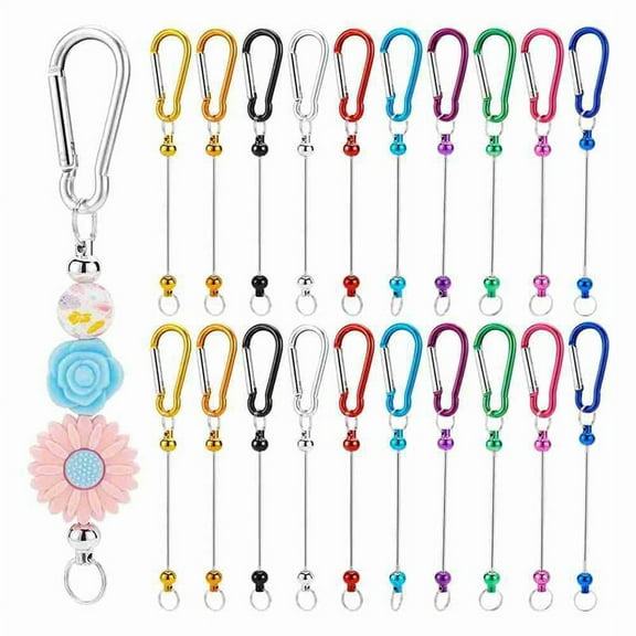 20Pcs Beadable Keychain Bars,Colorful Blank Bead Keychain Bulk Metal Beadable Keychain Bars for Crafts Pendant Jewelry B